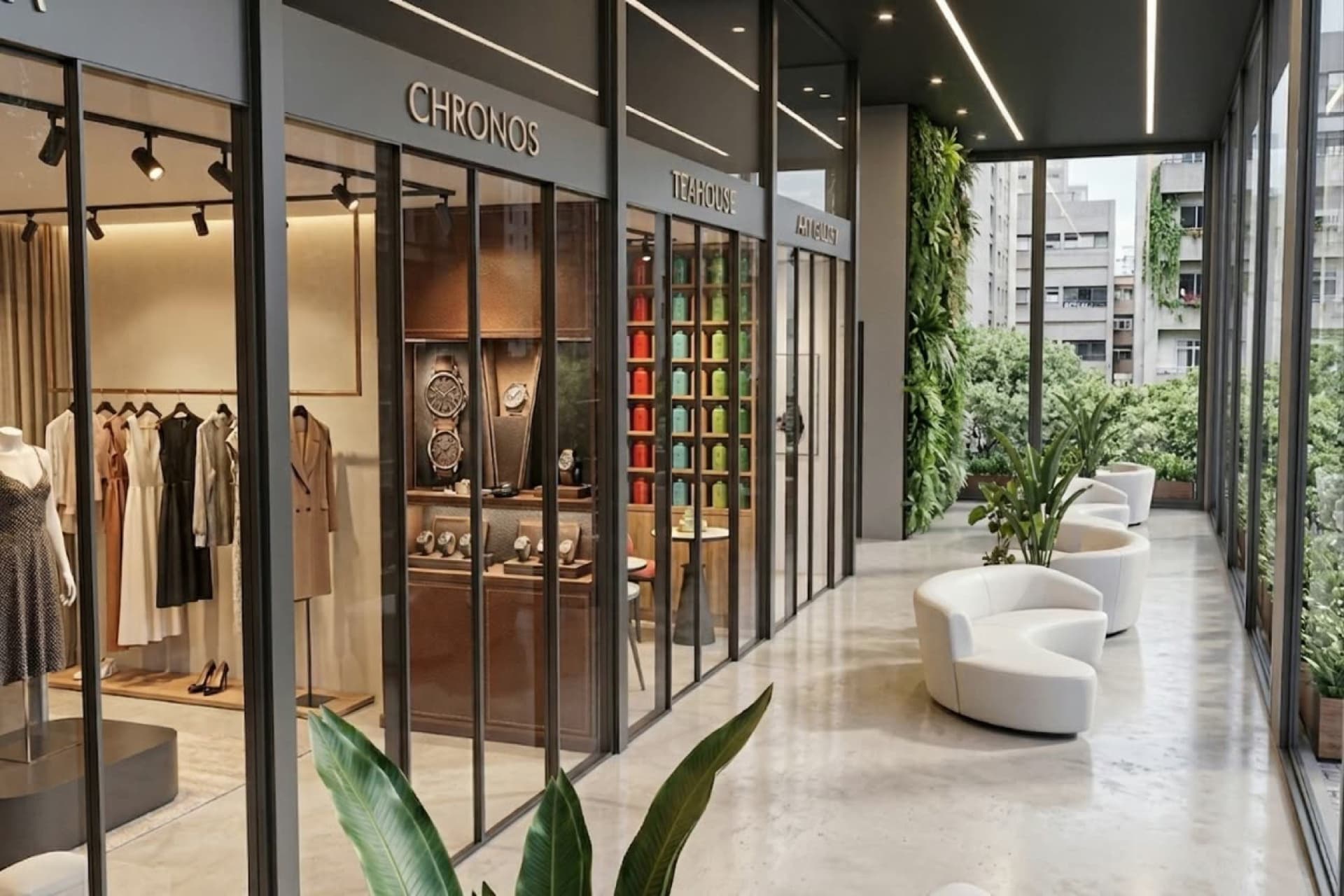 Galeria de lojas do primeiro pavimento