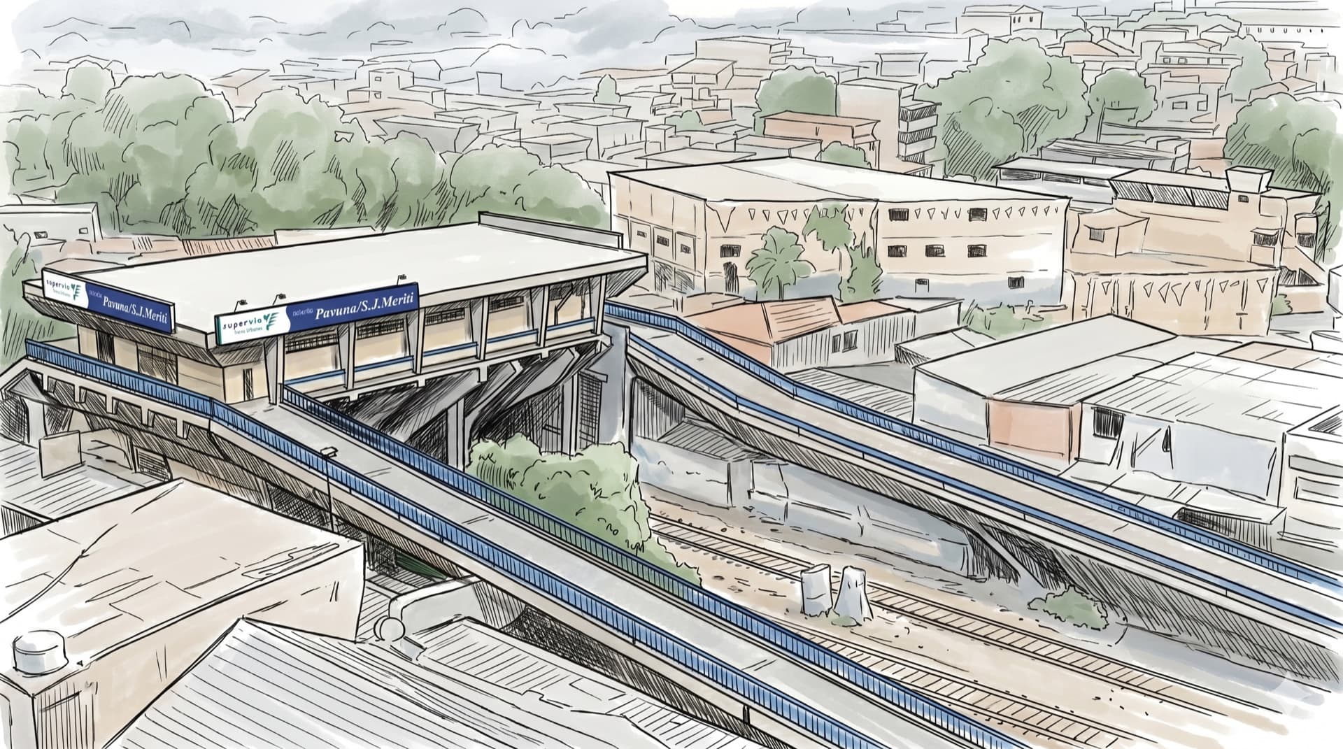 A estação Pavuna/S.J. Meriti vista do alto
