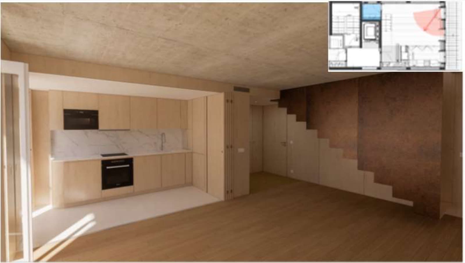 A cobertura duplex, com escada em aço corten