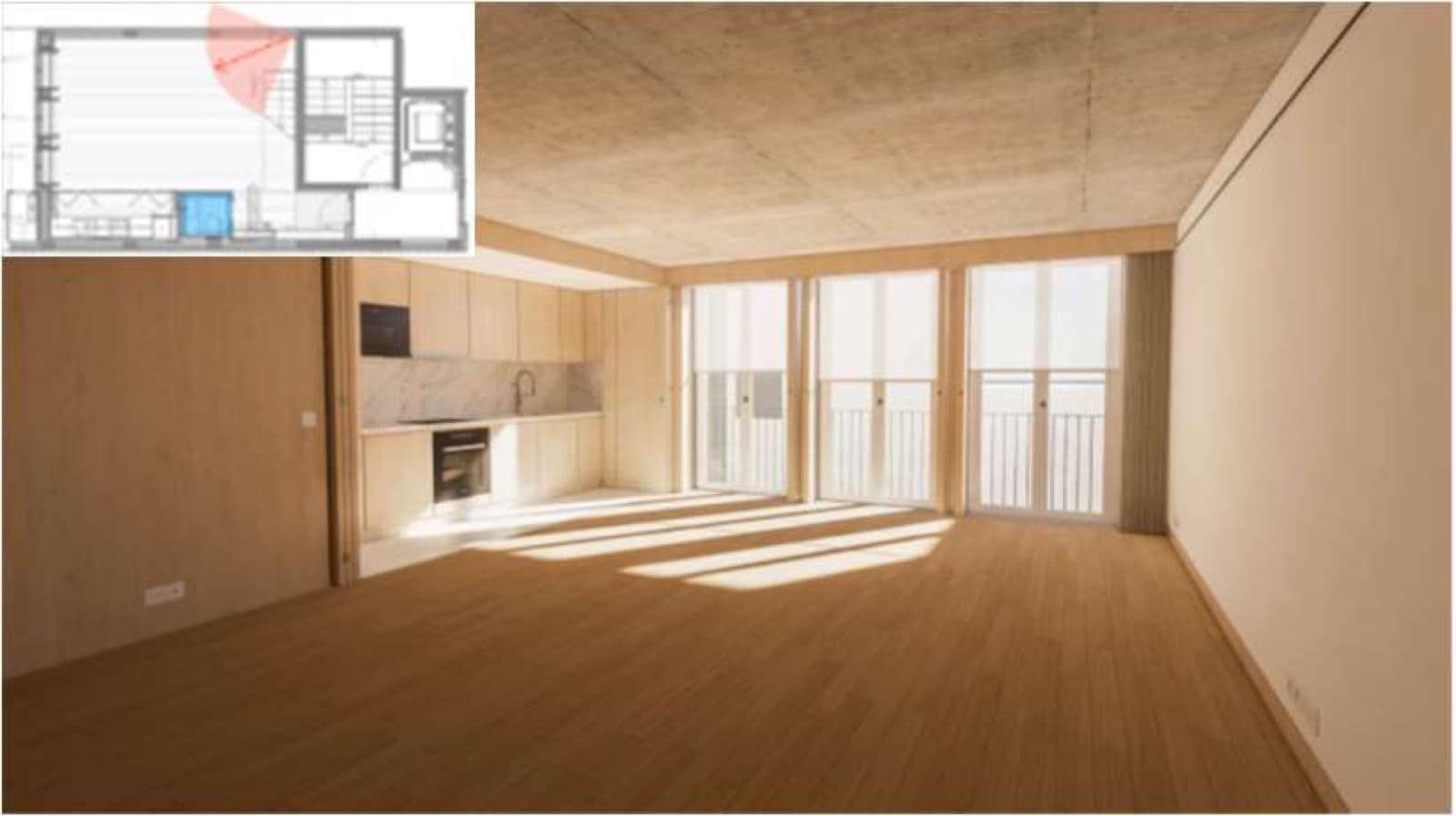 Apartamento a Nascente, com teto em betão aparente