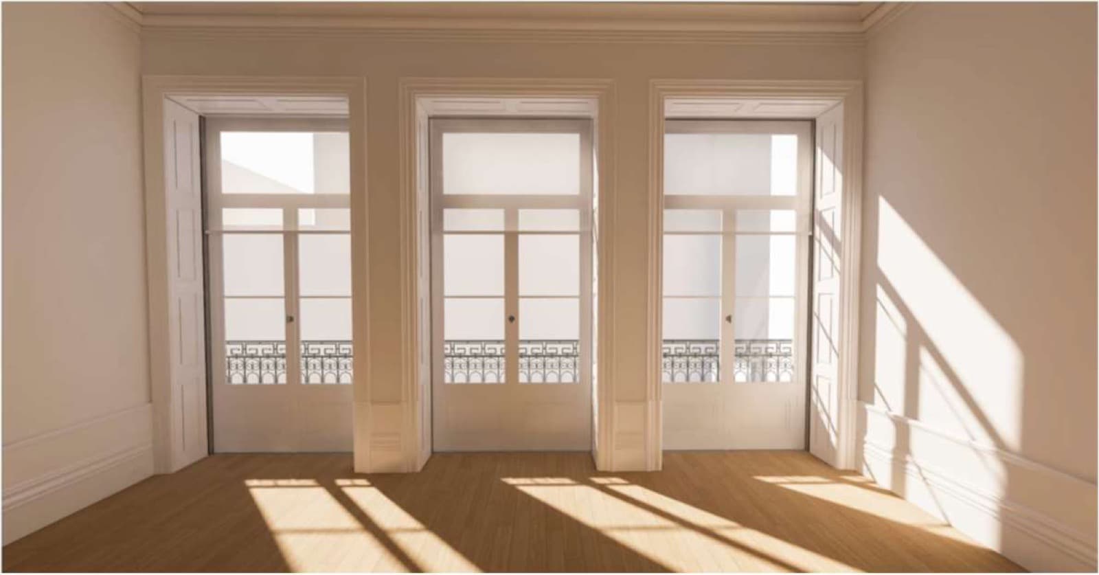 Apartamento a Poente, com pé-direito alto e janelas tradicionais